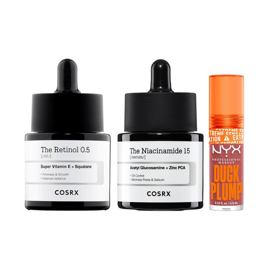 Kit Cuidado Facial Cosrx Retinol + Niacinamida + Nyx Gloss Voluminizador.