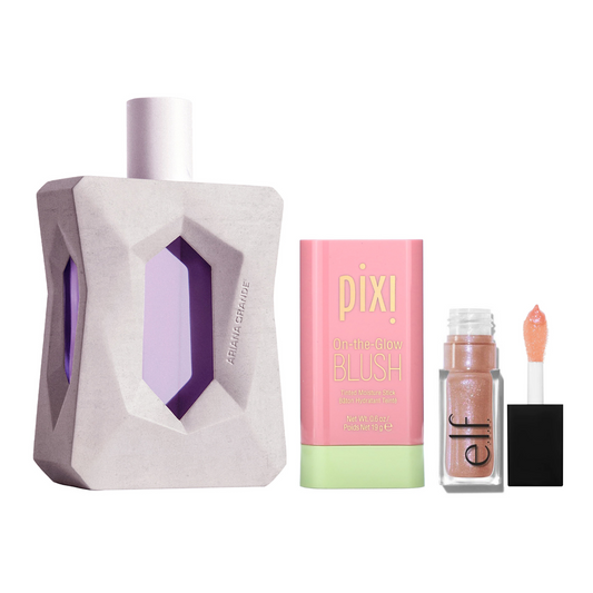 Kit Perfume Ariana Grande God Is A Women + Rubor Pixi + Elf Lip Oil Glimmer.